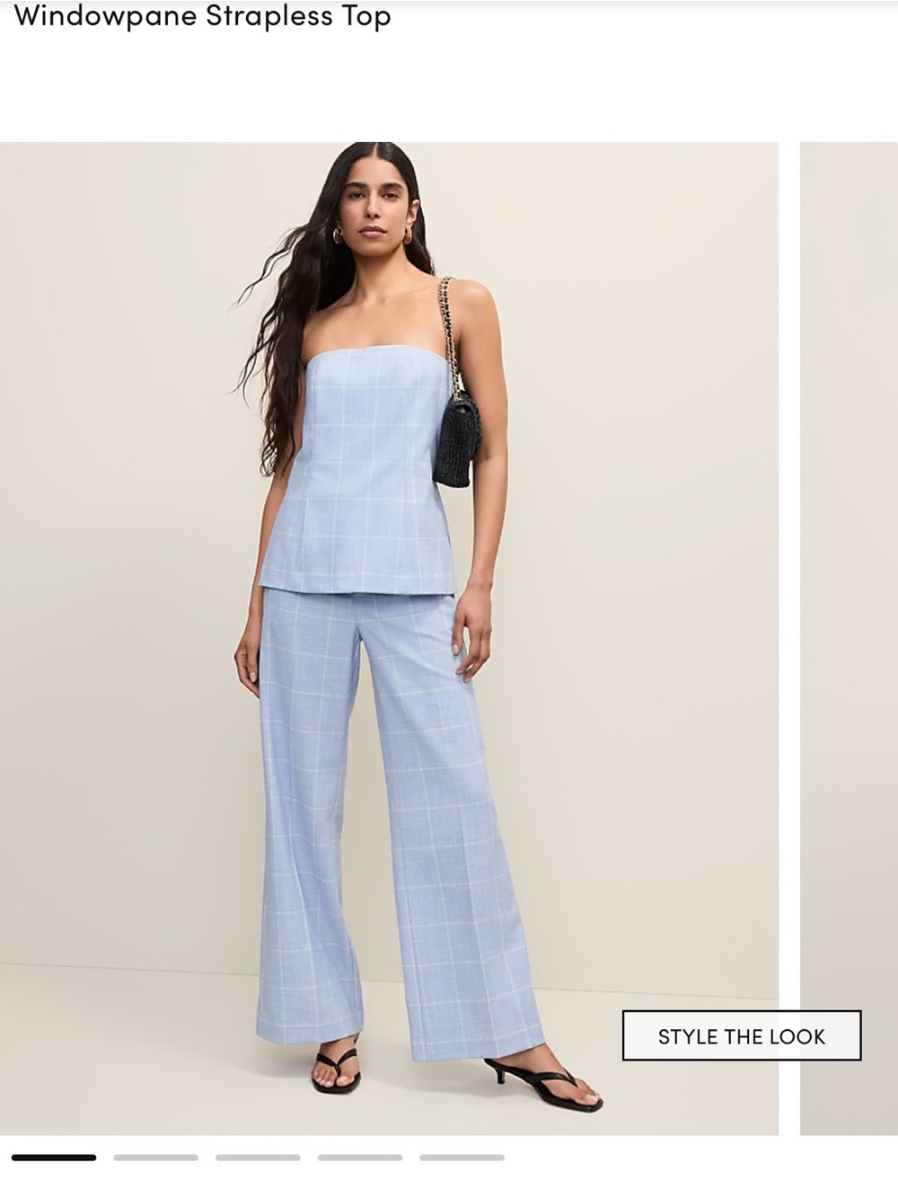 Ann Taylor Light Blue Windowpane Strapless Peplum Corset Top (TOP ONLY)